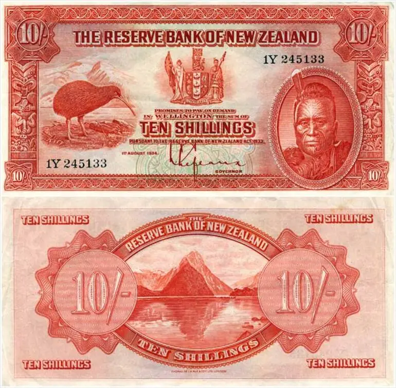 Image: First series of banknotes: 10 shillings