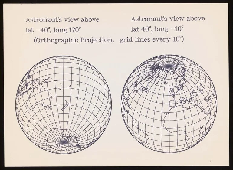 Image: Two orthographic images of the globe