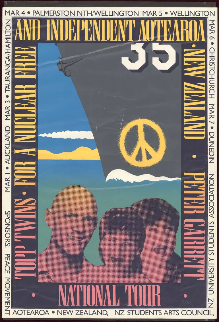 Image: Topp Twins, Peter Garrett : National Tour, For a nuclear free and independent Aotearoa, New Zealand.