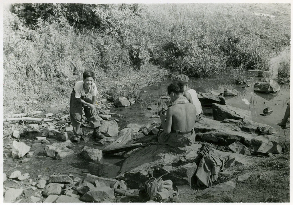 Young helpers washing clothes