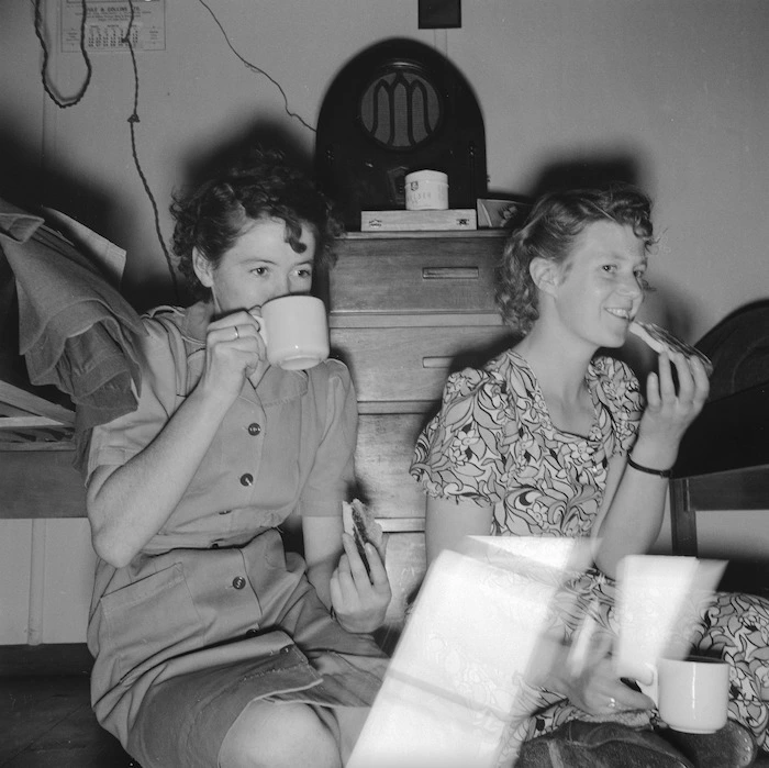 Two members of the Women's Army Auxiliary Corps in their flat, Hutt Valley