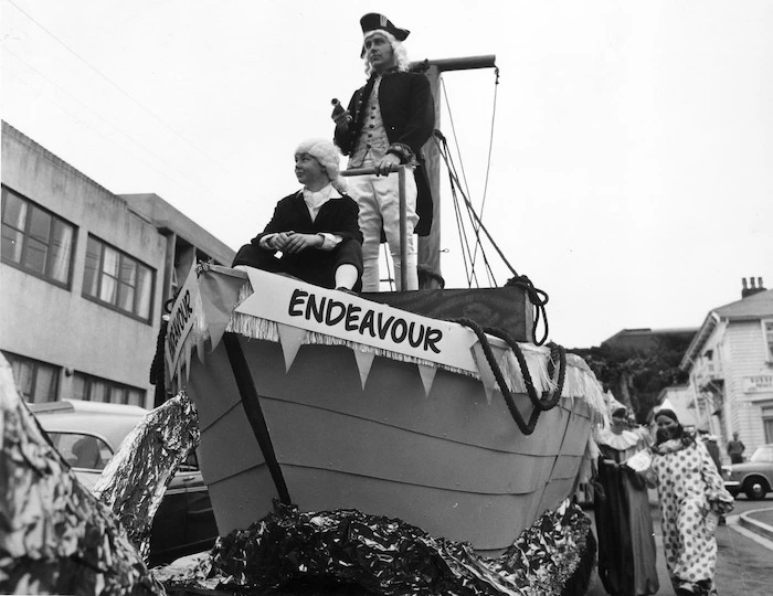 James Smith's Christmas Parade: Float representing Captain Cook and the ship "Endeavour"