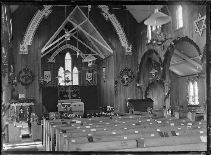 Interior of St Peter's Anglican church, Hamilton, at Easter