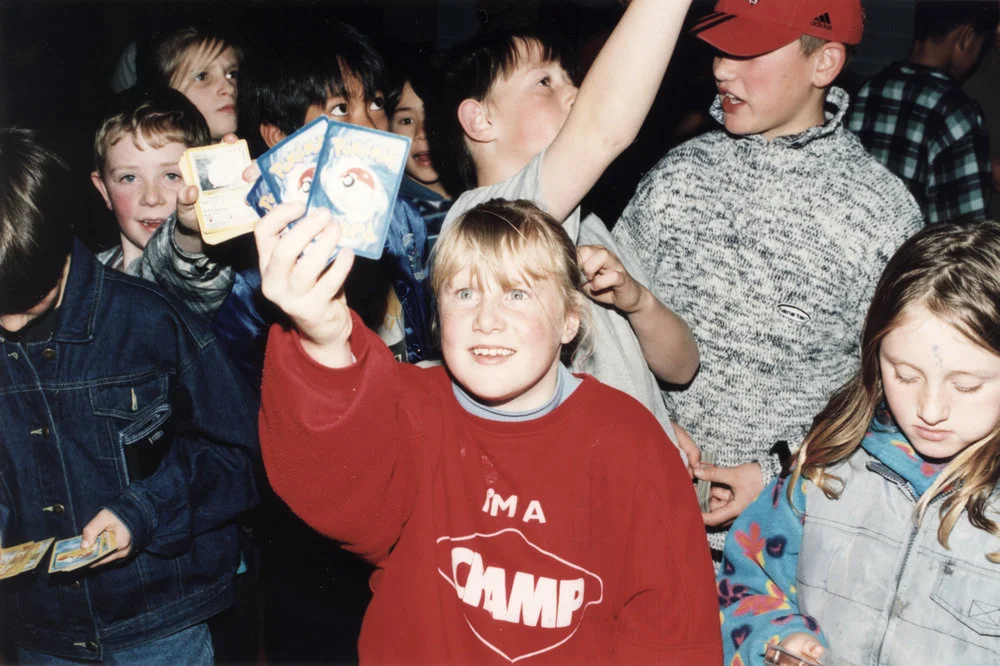 Trentham School; supervised Friday lunch-time Pokémon swap club; Lizzie Grover checking authenticity.