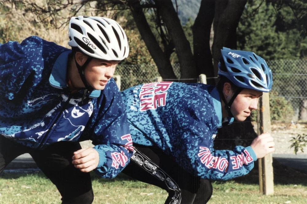 Roller skating; speed skaters Nick Thom, A J Pickard. Record DigitalNZ