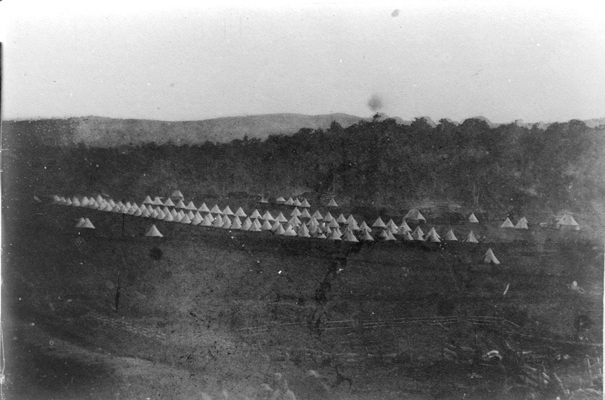 Military camp at Bairds farm near Bombay...186364 Record DigitalNZ