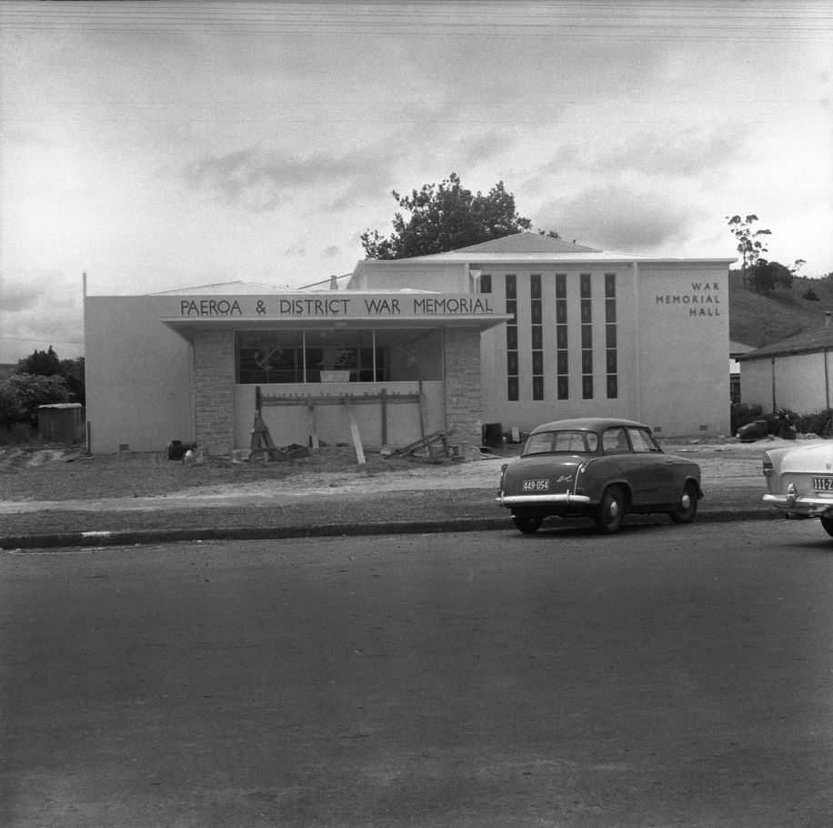 Showing the exterior of the War Memorial Hall, Paeroa Record DigitalNZ