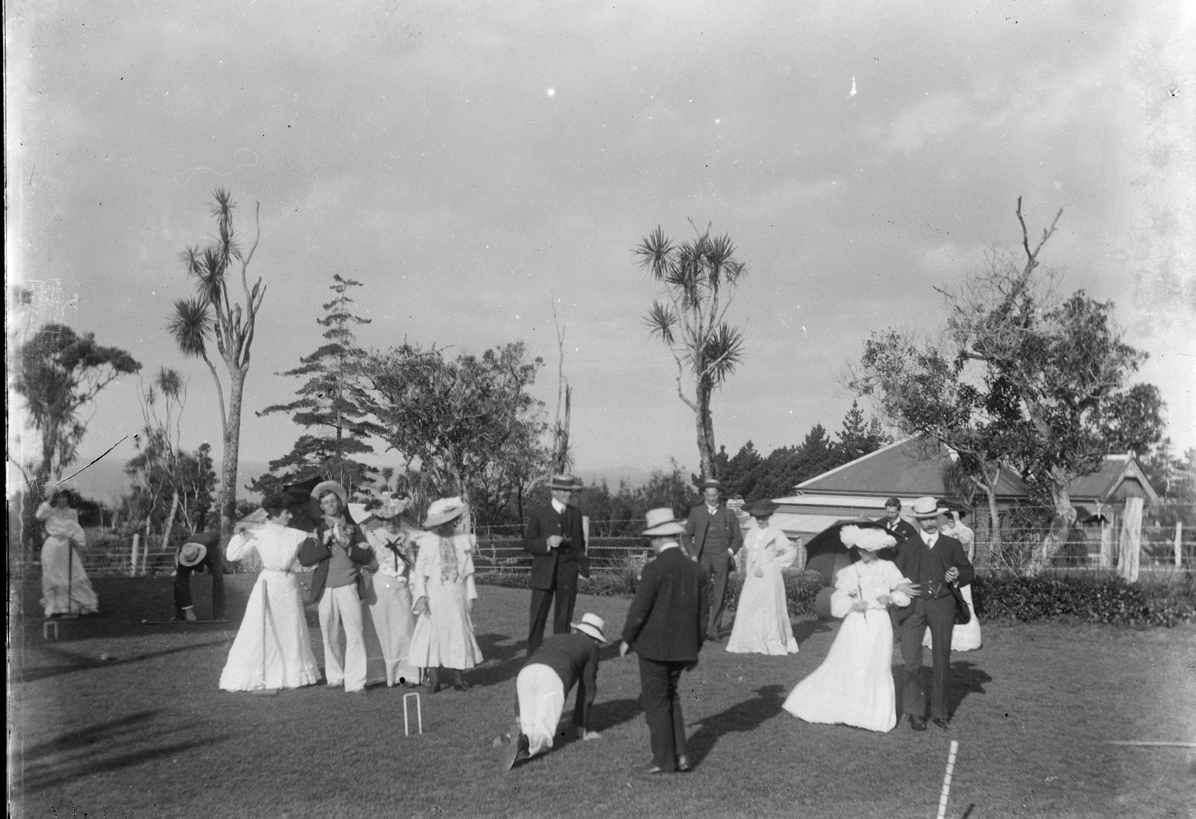 A game of croquet, 1904 Record DigitalNZ