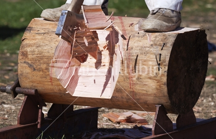 The sport of woodchopping. 2