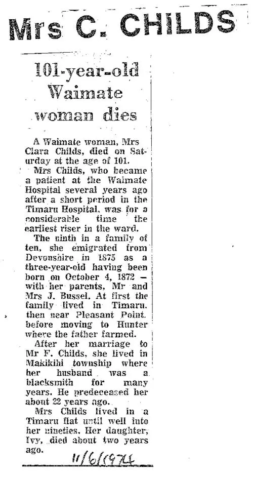 Obituary: Mrs C Childs