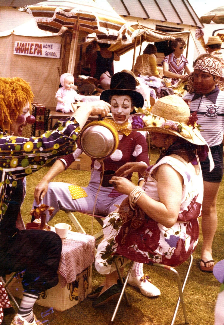 Griselda, Lav and Val McKenzie take tea