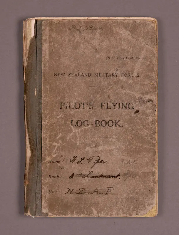 Pilot's flying log-book Harold Lord Piper | Record | DigitalNZ