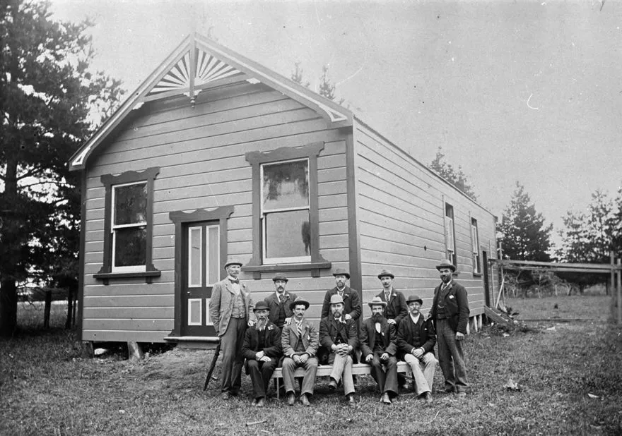 Hall Committee outside Stoney Creek Hall Record DigitalNZ