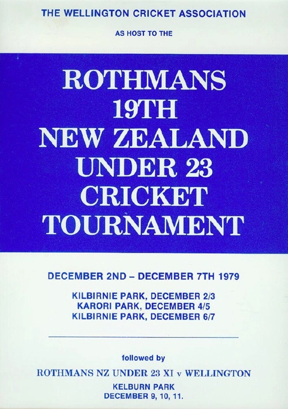 Programme Rothmans 19th New Zealand Under 23 Cricket Tournament