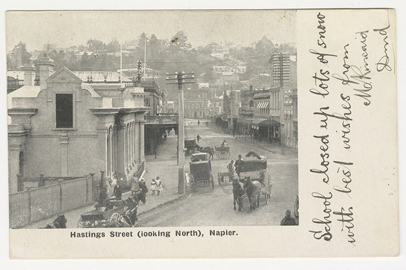 Photographic postcard, Hastings Street, Napier Record DigitalNZ