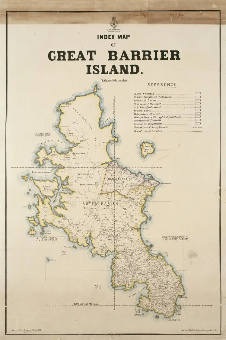 Index map of Great Barrier Island