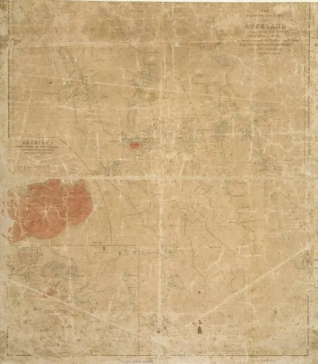 The harbour and city of Auckland, the capital of New Zealand with the districts of the rivers Kai para, Waitemata, Tamaki, Waihou or Thames, Mercury Bay, Kawia, Piako, Waipa, Waikato, Manakao, Tauranga, etc., compiled from various surveys by John Arrowsmith.