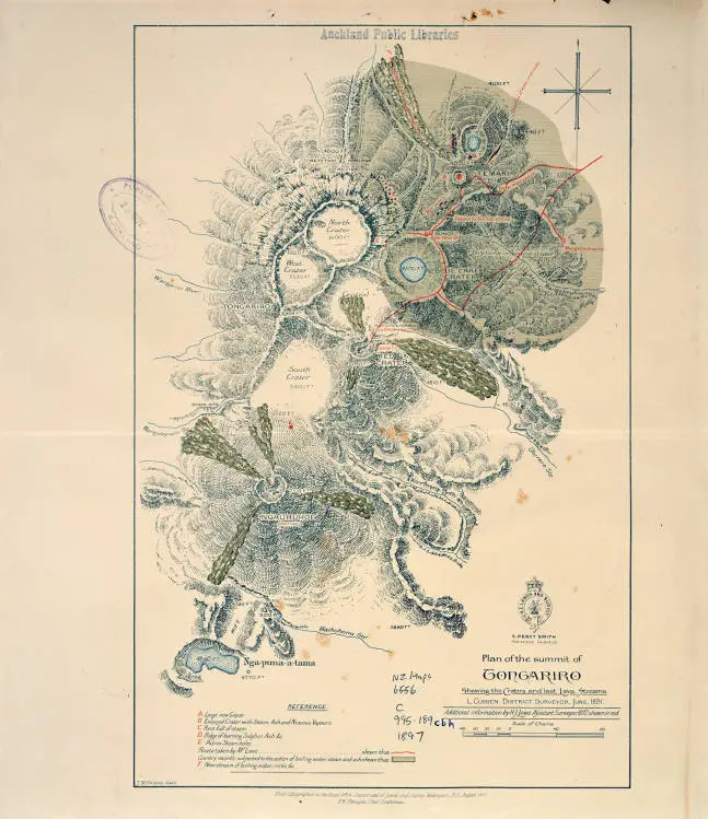 Plan of the summit of Tongariro shewing the craters and last lava streams