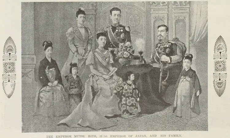 The emperor Mutsu Hito, 121st emperor of Japan, and his family
