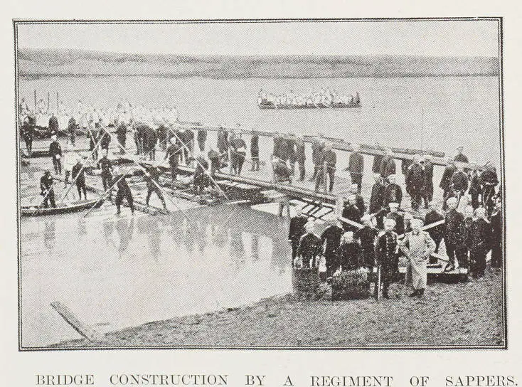 Bridge construction by a regiment of sappers