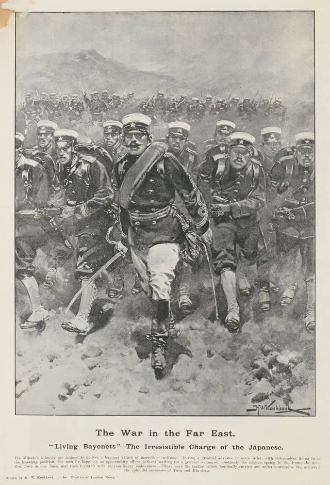 The War in the Far East. 'Living bayonets' - the irresistible charge of the Japanese