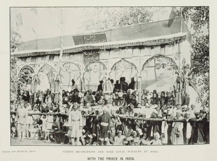 Street decorations and some loyal subjects at Agra
