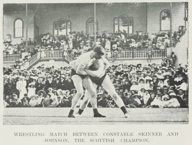 Wrestling match between Constable Skinner and Johnson, the Scottish champion