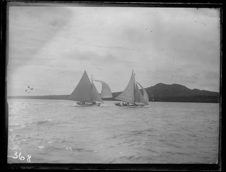 Two yachts in the Rangitoto Channel Record DigitalNZ