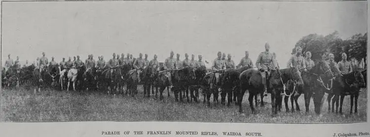 Parade of the Franklin Mounted Rifles, Wairoa South | Record | DigitalNZ