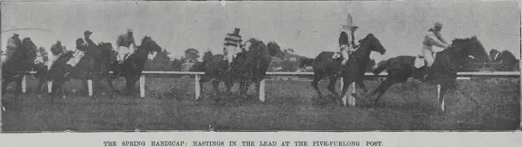 The spring handicap: Hastings in the lead at the five furlong post