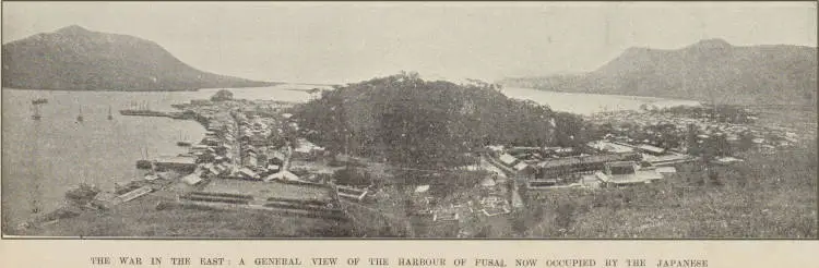 The war in the East : a general view of the harbour of Fusai, now occupied by the Japanese