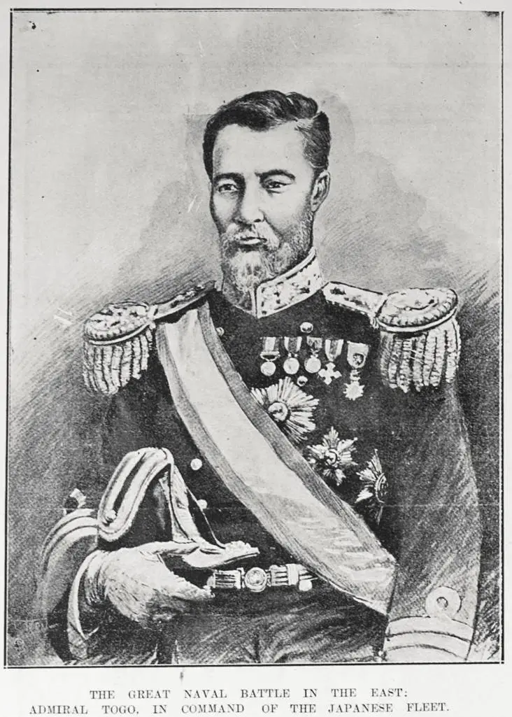 THE GREAT NAVAL BATTLE IN THE EAST: ADMIRAL TOGO. IN COMMAND OF THE JAPANESE FLEET