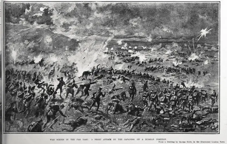 WAR SCENES IN THE FAR EAST: A NIGHT ATTACK BY THE JAPANESE ON A RUSSIAN POSITION