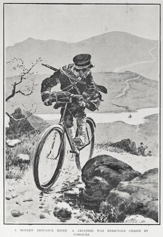 A MODERN DESPATCH RIDER: A JAPANESE WAR MESSENGER CHASED BY COSSACKS