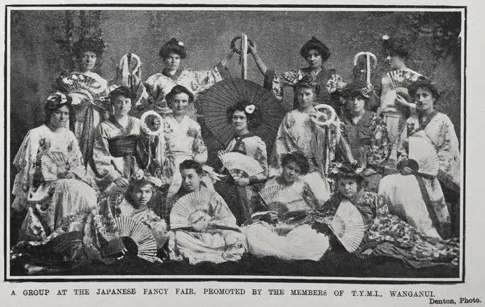 A GROUP AT THE JAPANESE FANCY FAIR, PROMOTED BY THE MEMBERS OF T.Y.M.I., WANGANUI