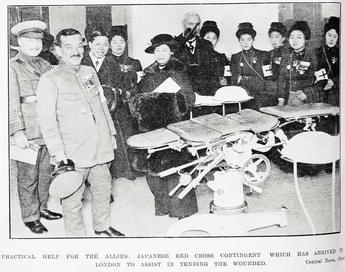Practical help for the allies: Japanese Red Cross contingent which has arrived in London to assist in tending the wounded