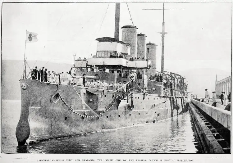 Japanese warships visit New Zealand: the Iwate, one of the vessels, which is now at Wellington