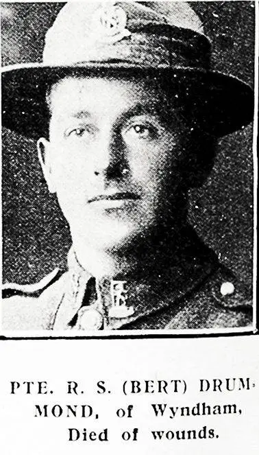 Pte. R. S. (Bert) Drummond, of Wyndham. Died of wounds