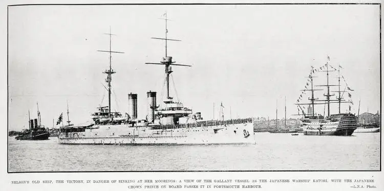 Nelson's old ship, the victory, in danger of sinking at her moorings