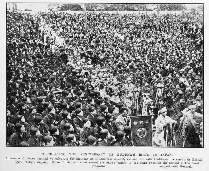 Celebrating the anniversary of Buddha's birth in Japan