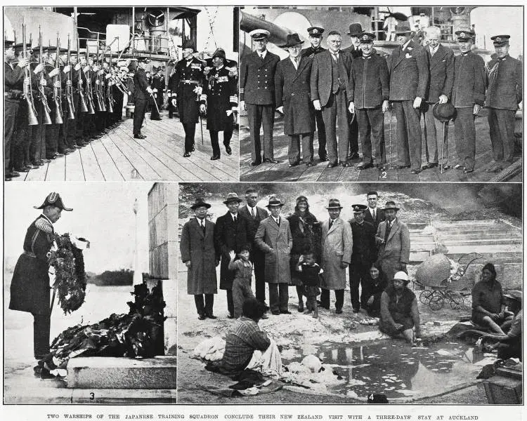 Two warships of the Japanese training squadron conclude their New Zealand visit with a three-days' stay at Auckland