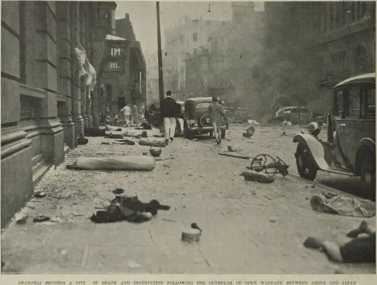 Shanghai becomes a city of death and destruction following the outbreak of open warfare between China and Japan