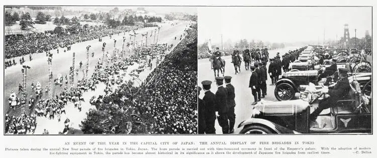 An event of the year in the capital city of Japan :the annual display of fire brigades in Tokyo