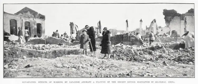 Devastating effects of bombing by Japanese aircraft a feature of the recent severe hostilities in Shanghai, China