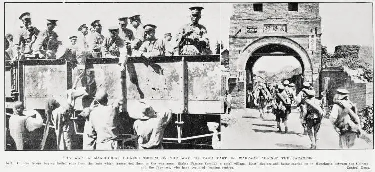 The war in Manchuria: Chinese troops on the way to take part in warfare against the Japanese
