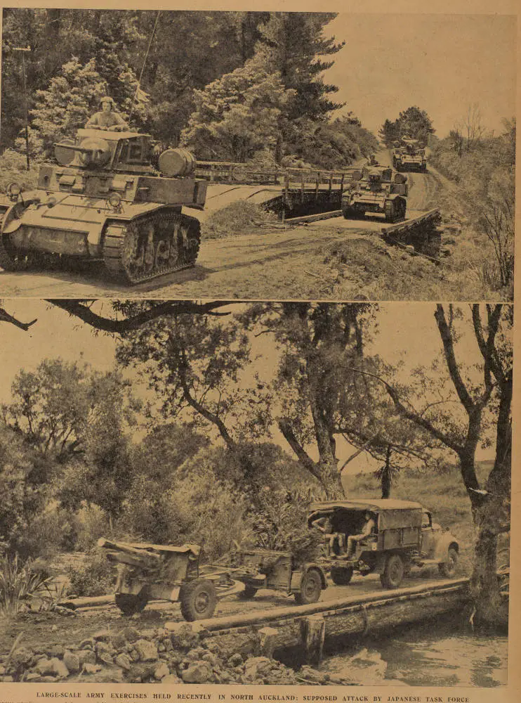 Large-scale army exercises held recently in North Auckland: supposed attack by Japanese naval task force