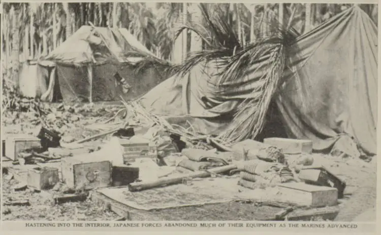 Hastening into the interior, Japanese forces abandoned much of their equipment as the marines advanced