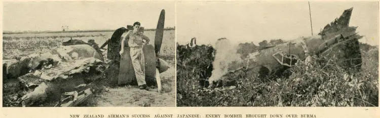 New Zealand airman's success against Japanese: enemy bomber brought down over Burma