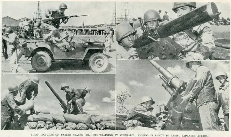 First pictures of United States soldiers training in Australia: Americans ready to resist Japanese attacks