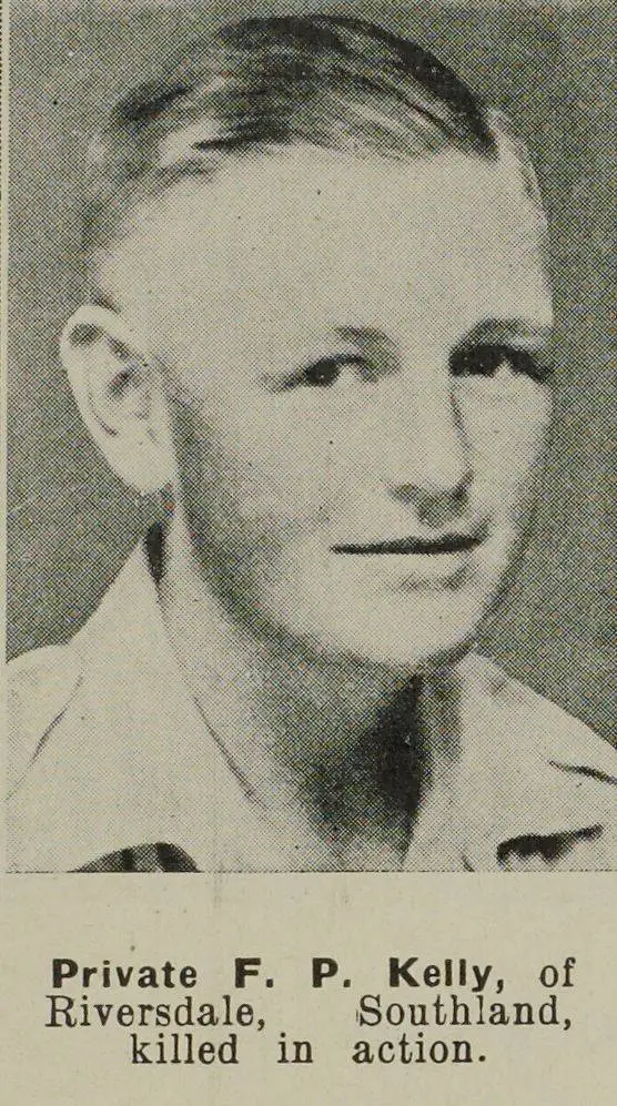 Private F. P. Kelly, of Riversdale, Southland, killed in action